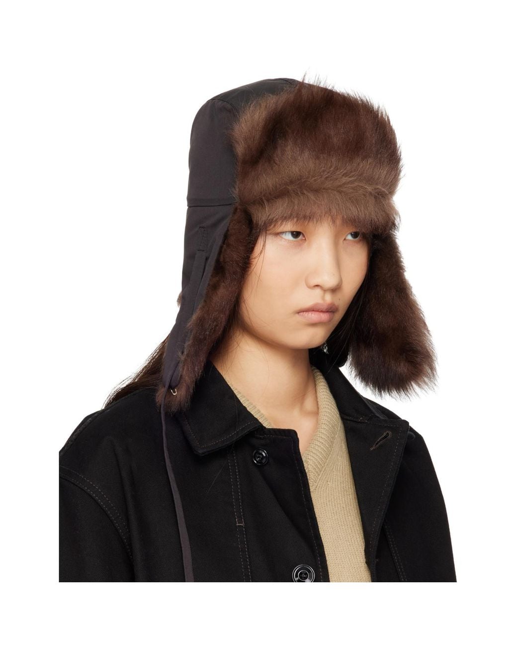 Lemaire Brown Fuzzy Chapka Hat