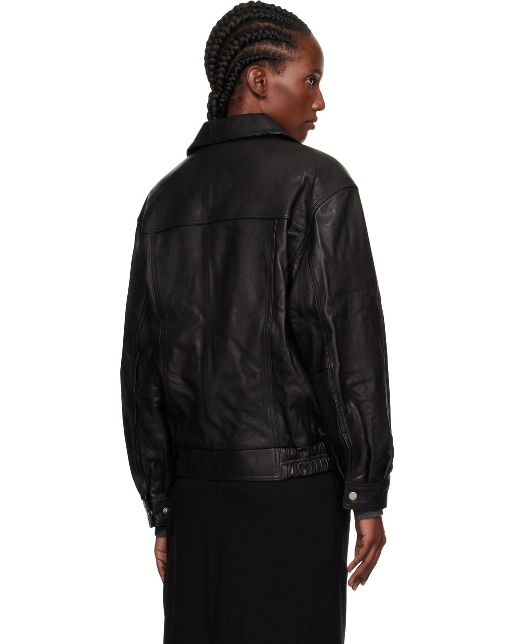 DUNST Black Oversized Vintage Leather Jacket