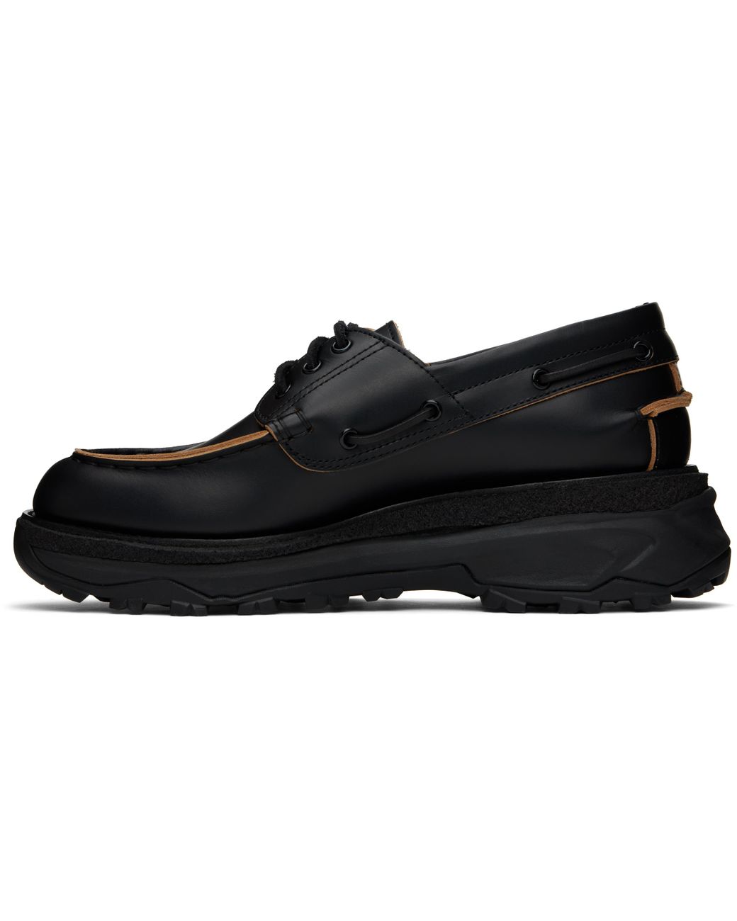 Sacai Leather Boat Shoes in Black for Men | Lyst