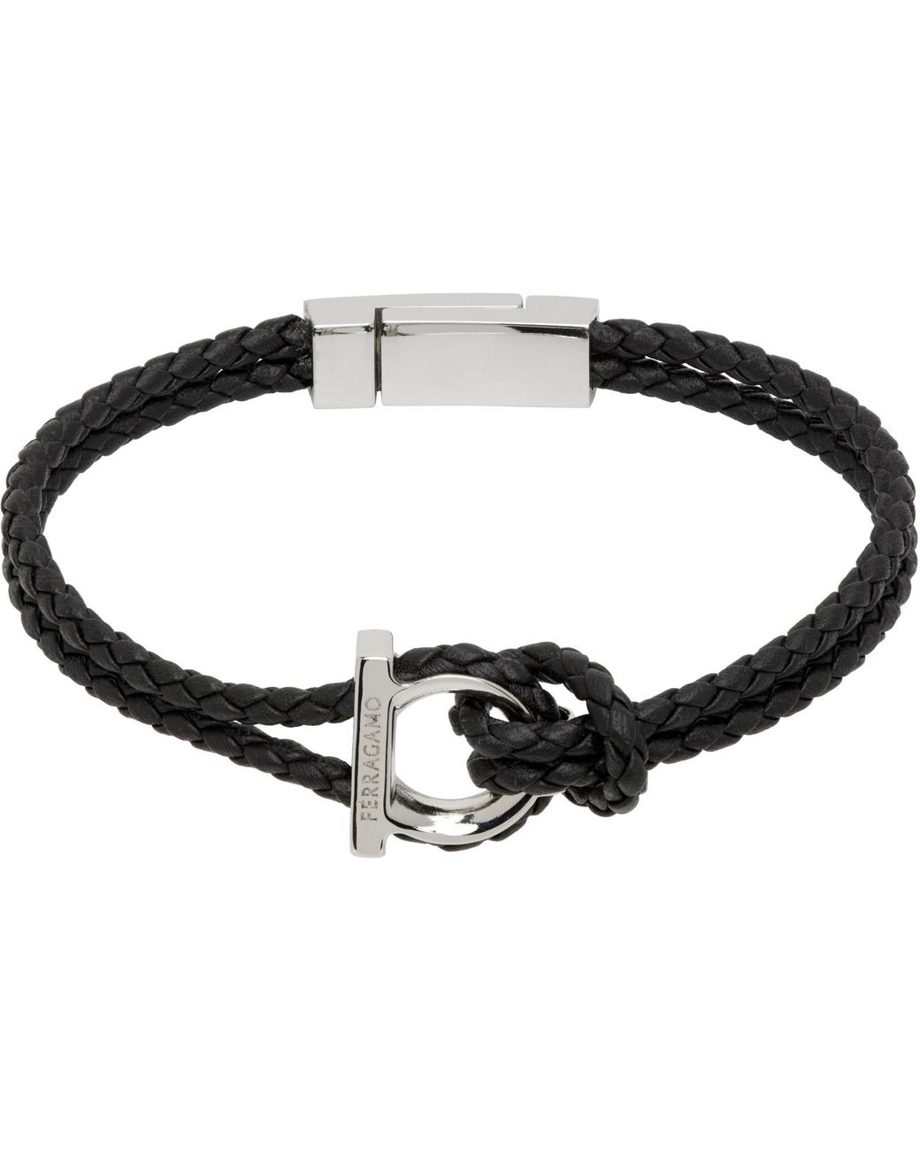 Ferragamo Black Gancini Bracelet for men