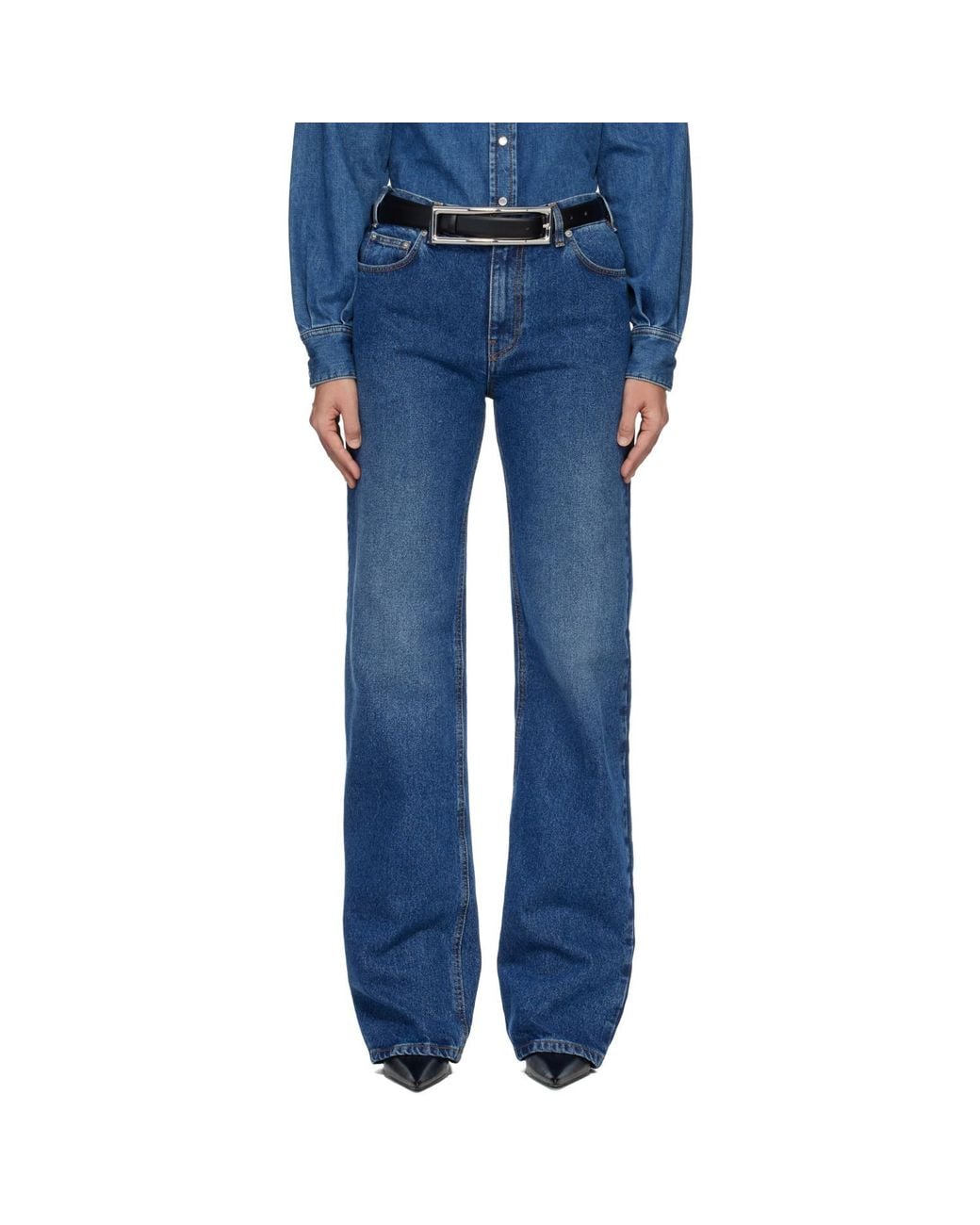 Mugler Blue Five Pocket Straight Denim Jeans