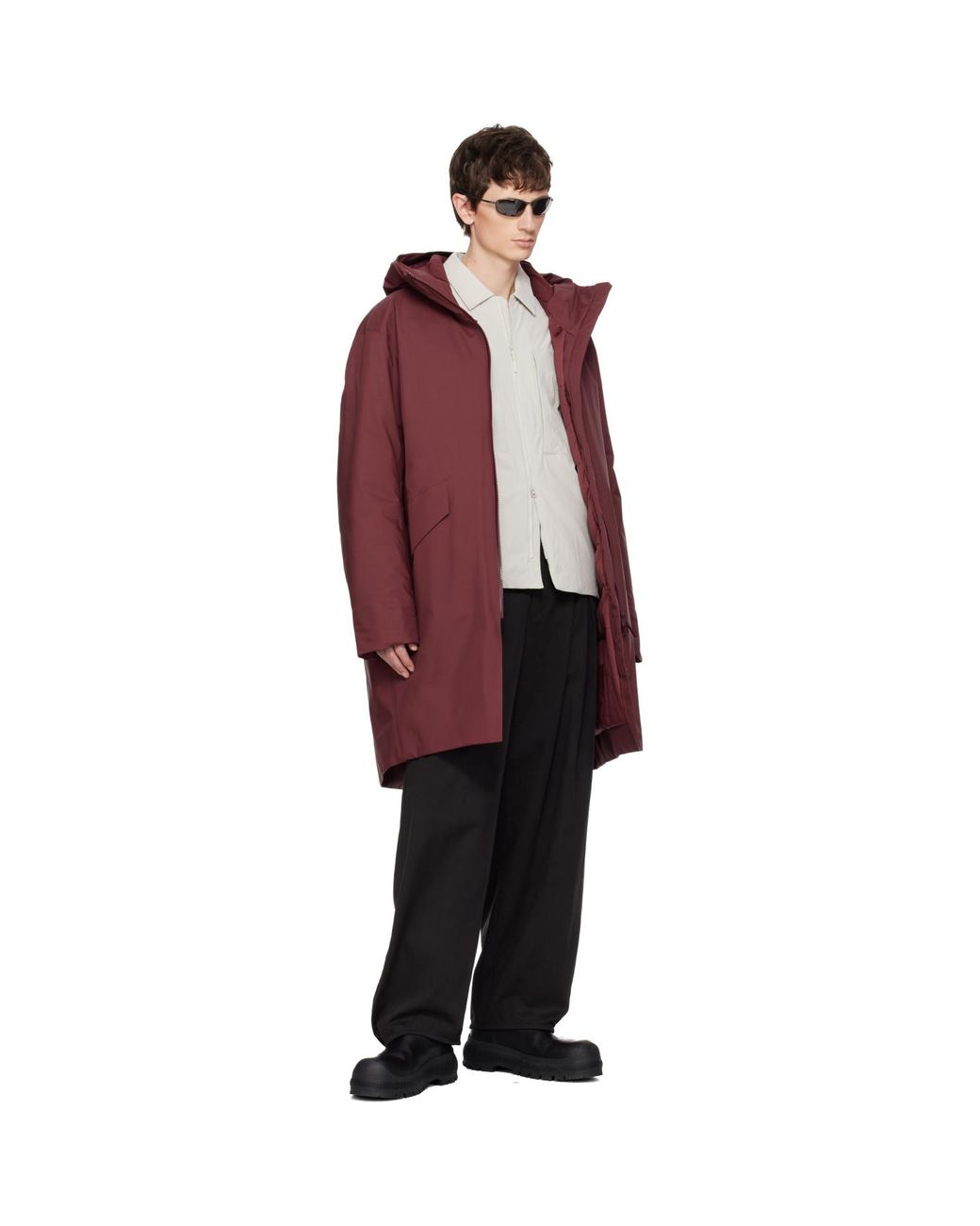 Veilance Red Burgundy Monitor Down Coat for men