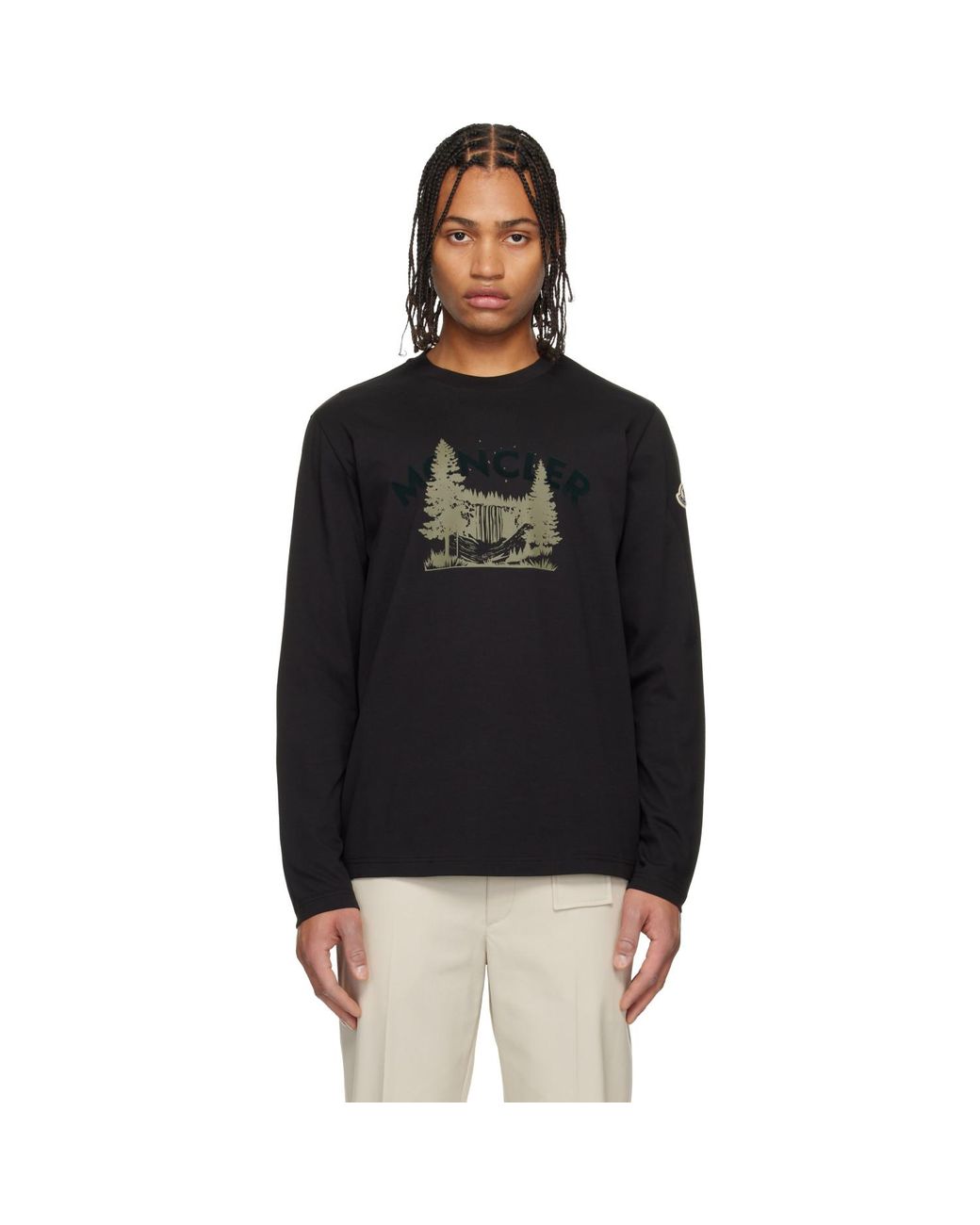 Moncler Black Long Sleeve T-Shirt for men