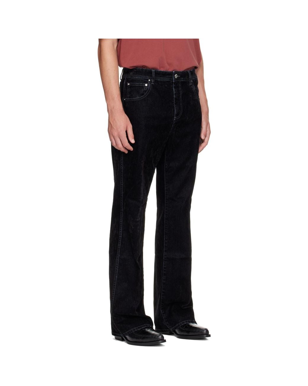 Amiri Black Vintage Cut Flock Denim Jeans for men