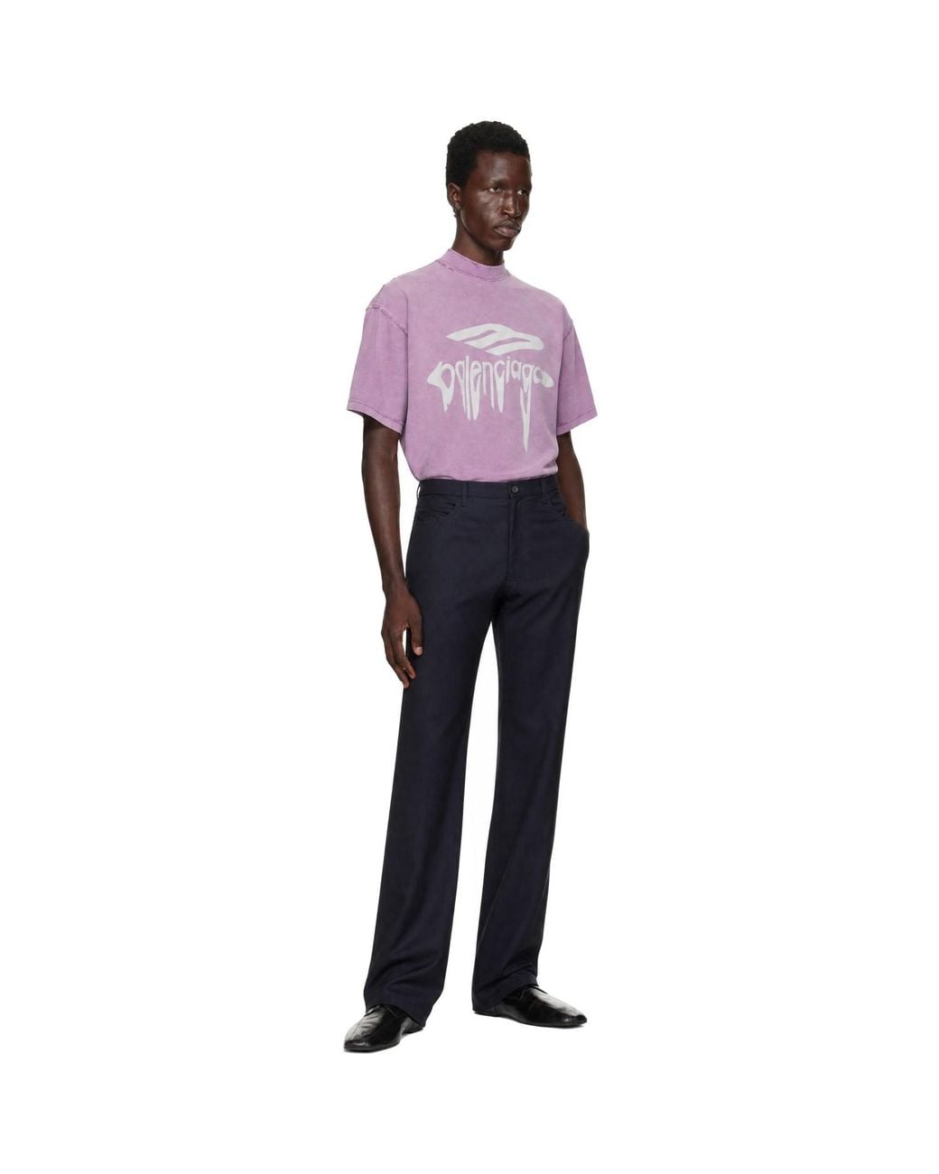 Balenciaga Purple 3B Liquified Oversized T-Shirt for men