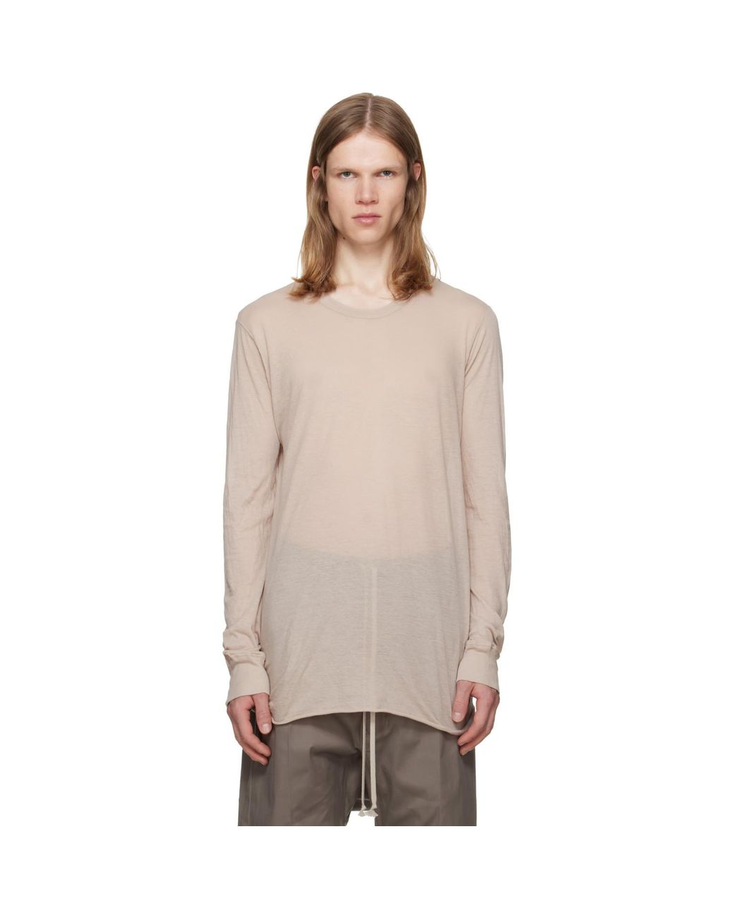 Rick Owens Natural Taupe Tower Basic Ls T-Shirt for men