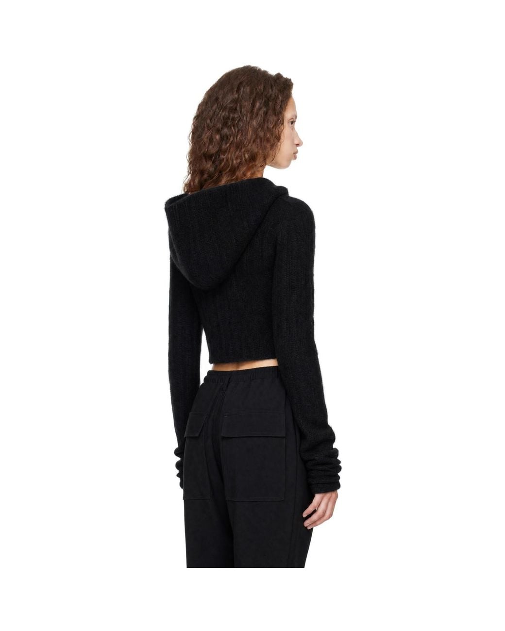 Rick Owens Black Tower Cropped Hoodie