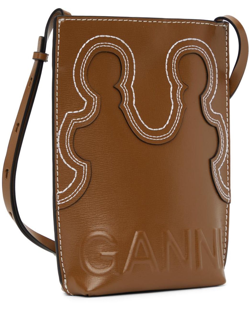 ショルダーバッグ・ポシェット GANNI Woman Crossbody bags Brown A6840 901 GANNI Small Bou Cross Body Bag | Brown | FARFETCH