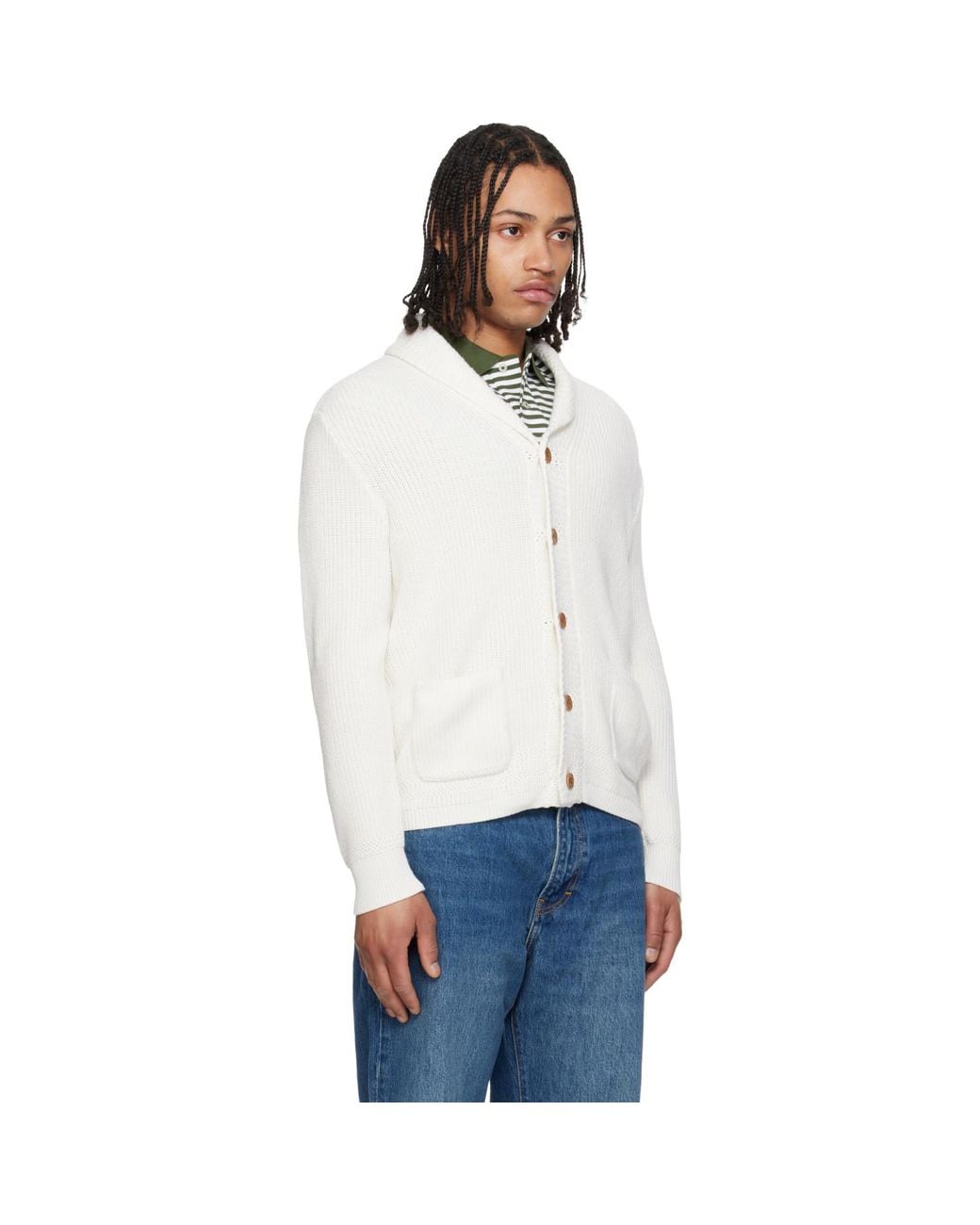 Polo Ralph Lauren White Off- Cotton Shawl-Collar Cardigan for men