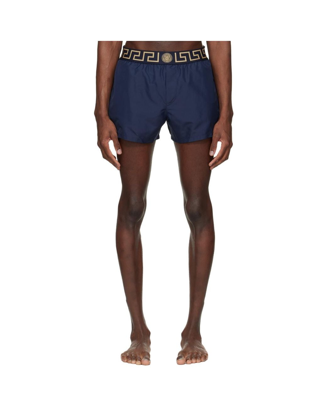 Versace Blue Greca Swim Shorts for men