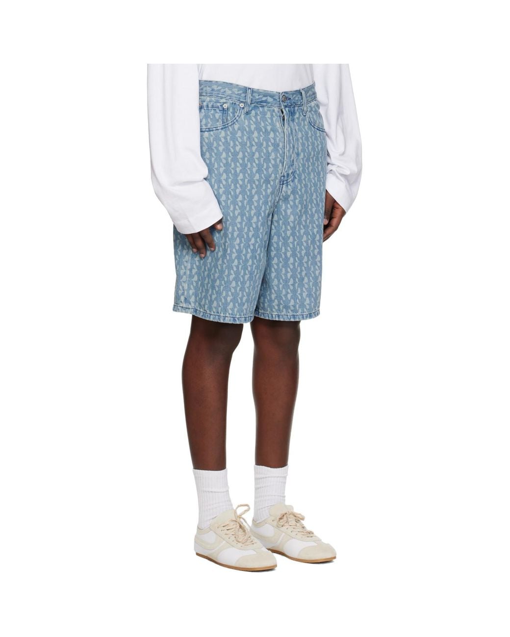 Dries Van Noten Blue Faded Denim Shorts for men