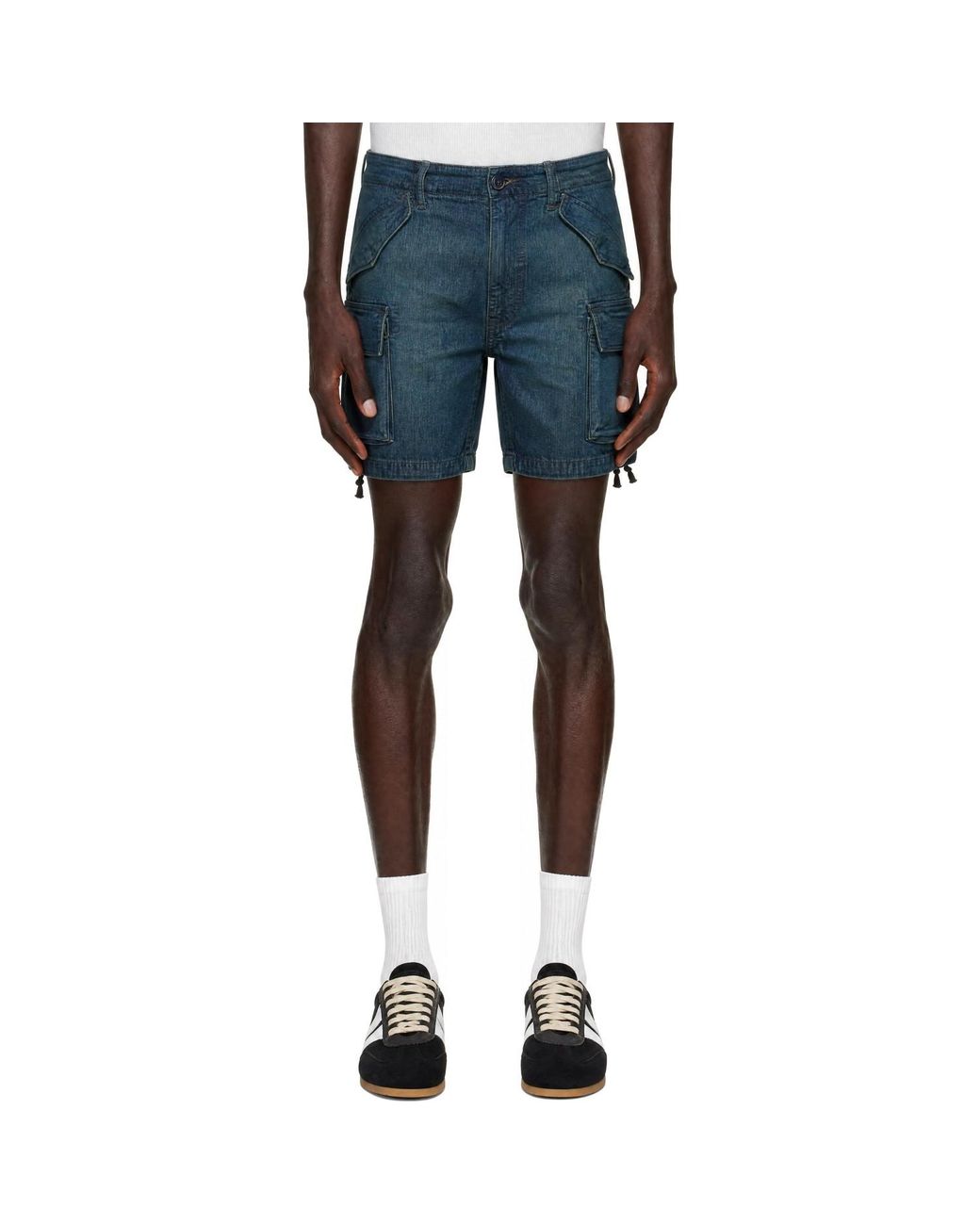 RRL Blue Cargo Denim Shorts for men
