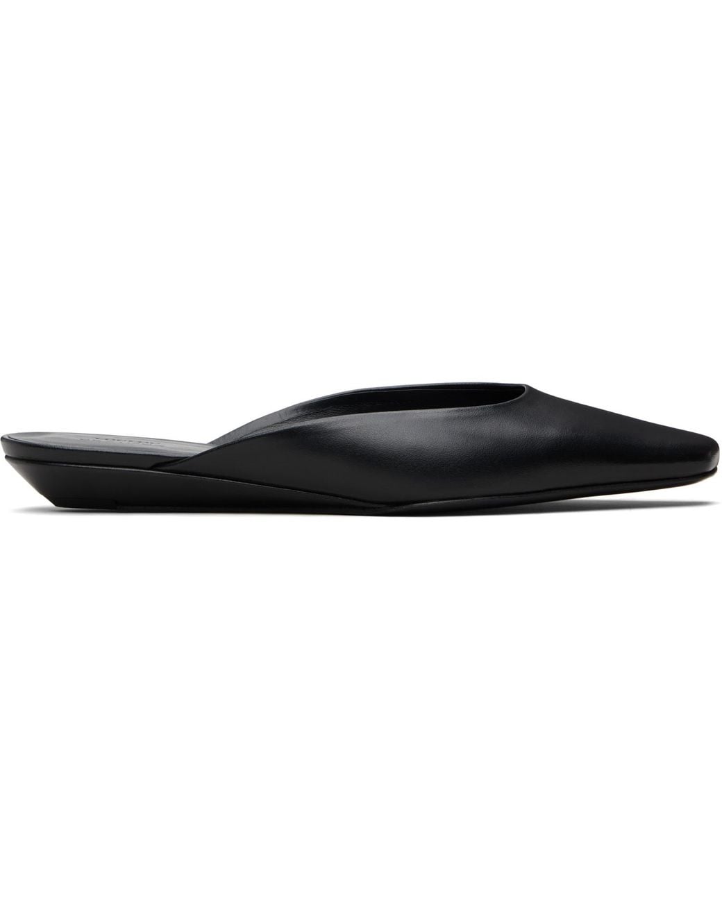 Loulou de Saison Black Diane Calf Leather Mule Flats