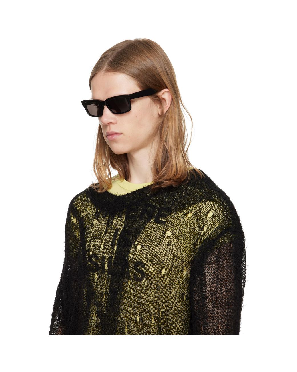 Balenciaga Black Rectangular Sunglasses for men