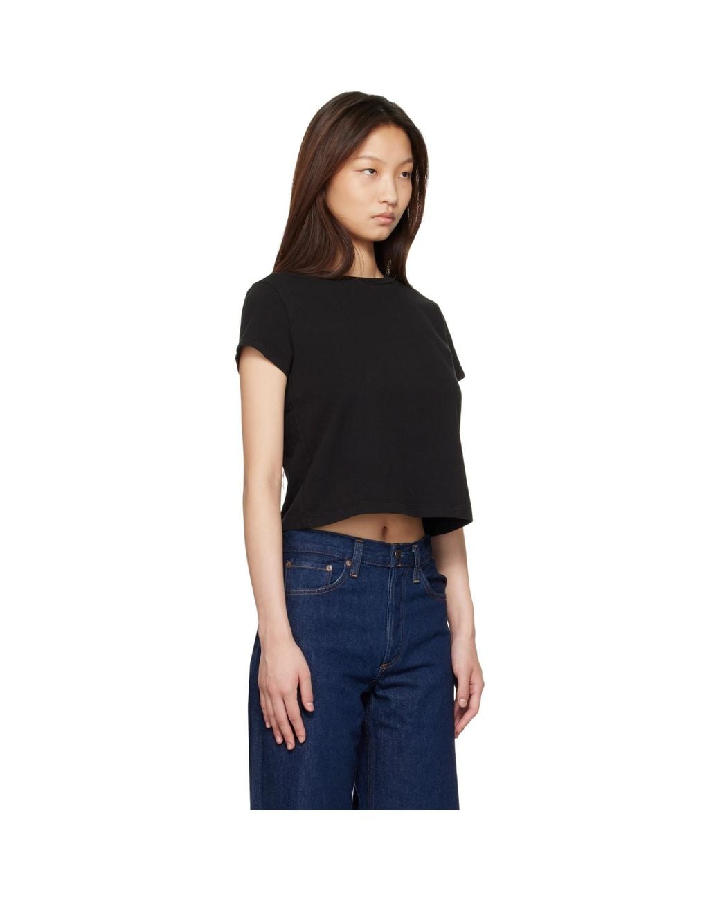 Agolde Black Adine Shrunken T-Shirt