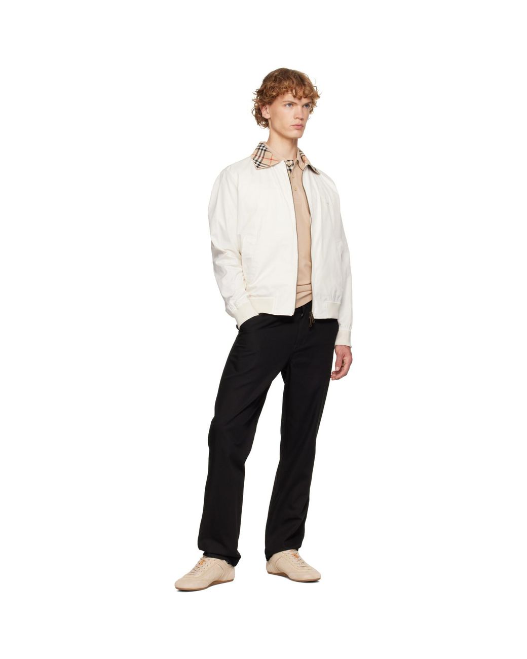 Burberry White Off- Gabardine Glenfields Harrington Jacket for men