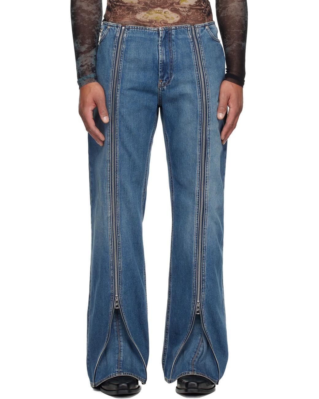 Jean Paul Gaultier Zipped Jeans in Blue for Men | Lyst
