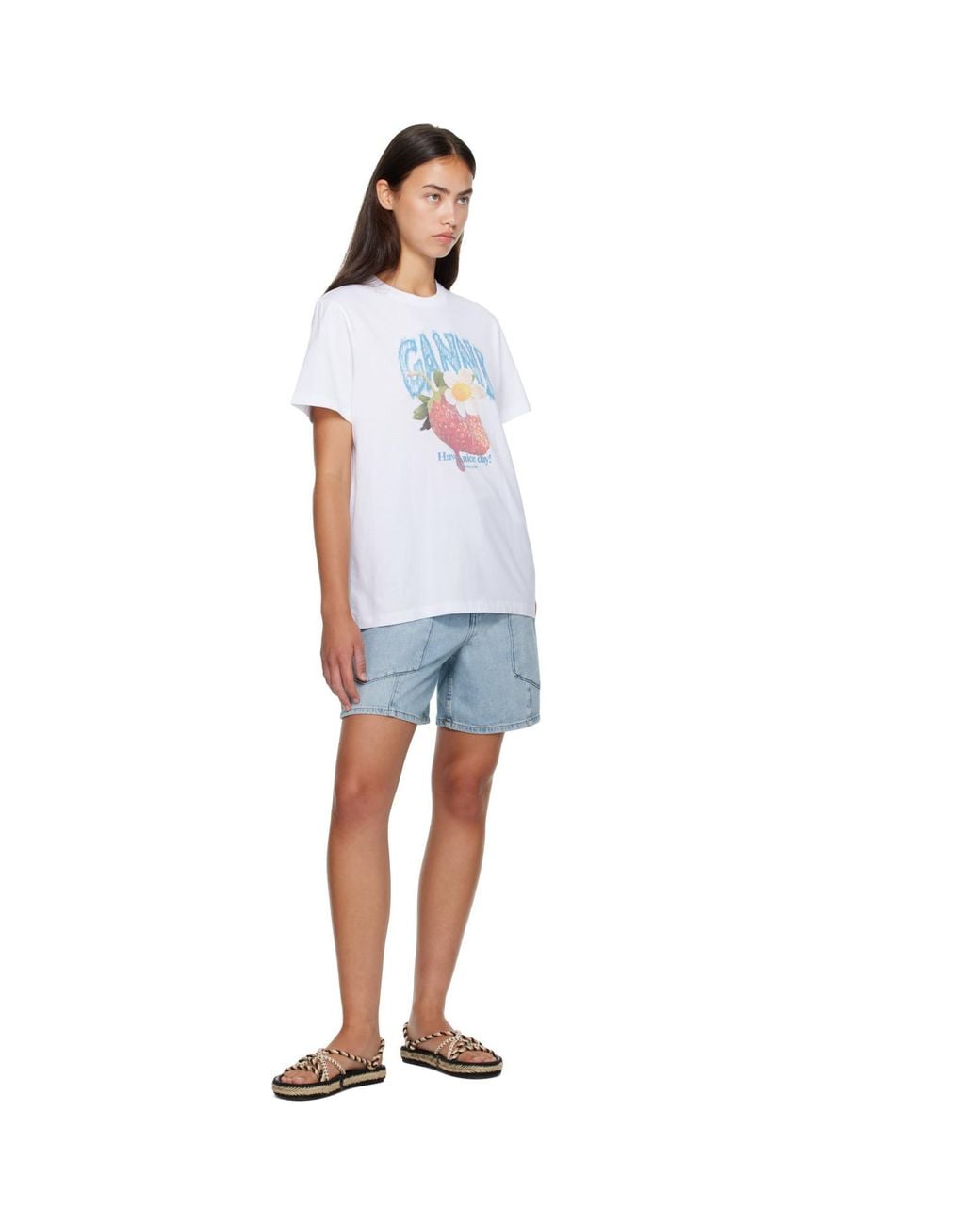 Ganni White Strawberry T-Shirt