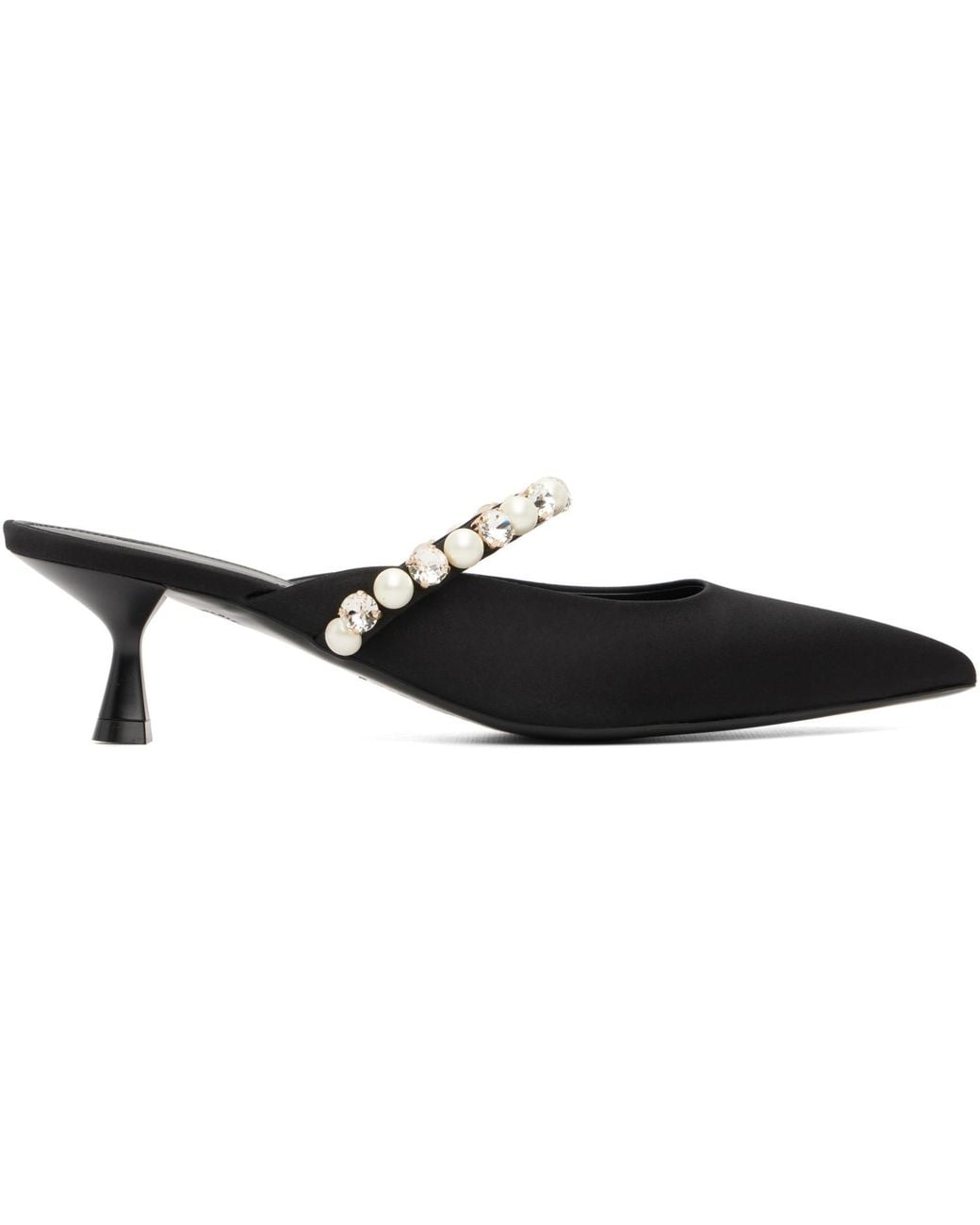 Stella McCartney Black Elsa Pearl-Embellished Kitten Heels