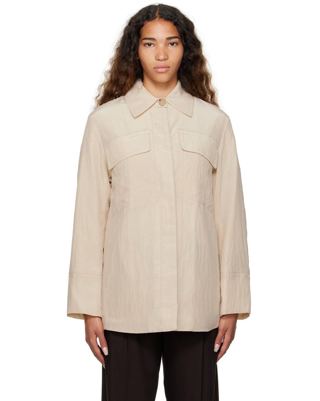 Vince Beige Padded Jacket in Natural | Lyst