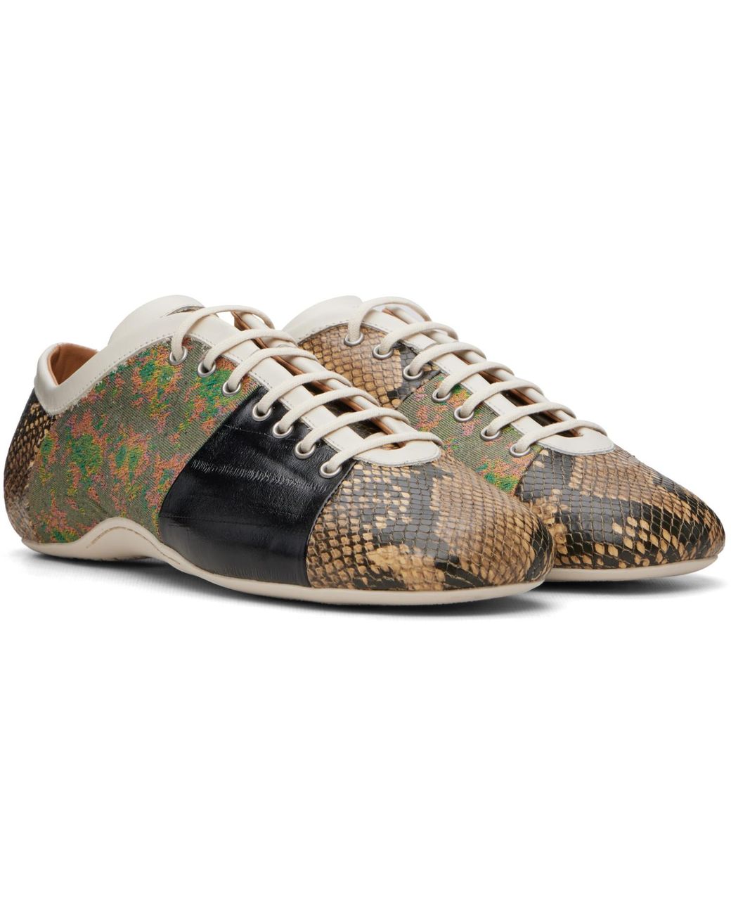 Dries Van Noten Green Patchwork Ballerina Sneakers for men