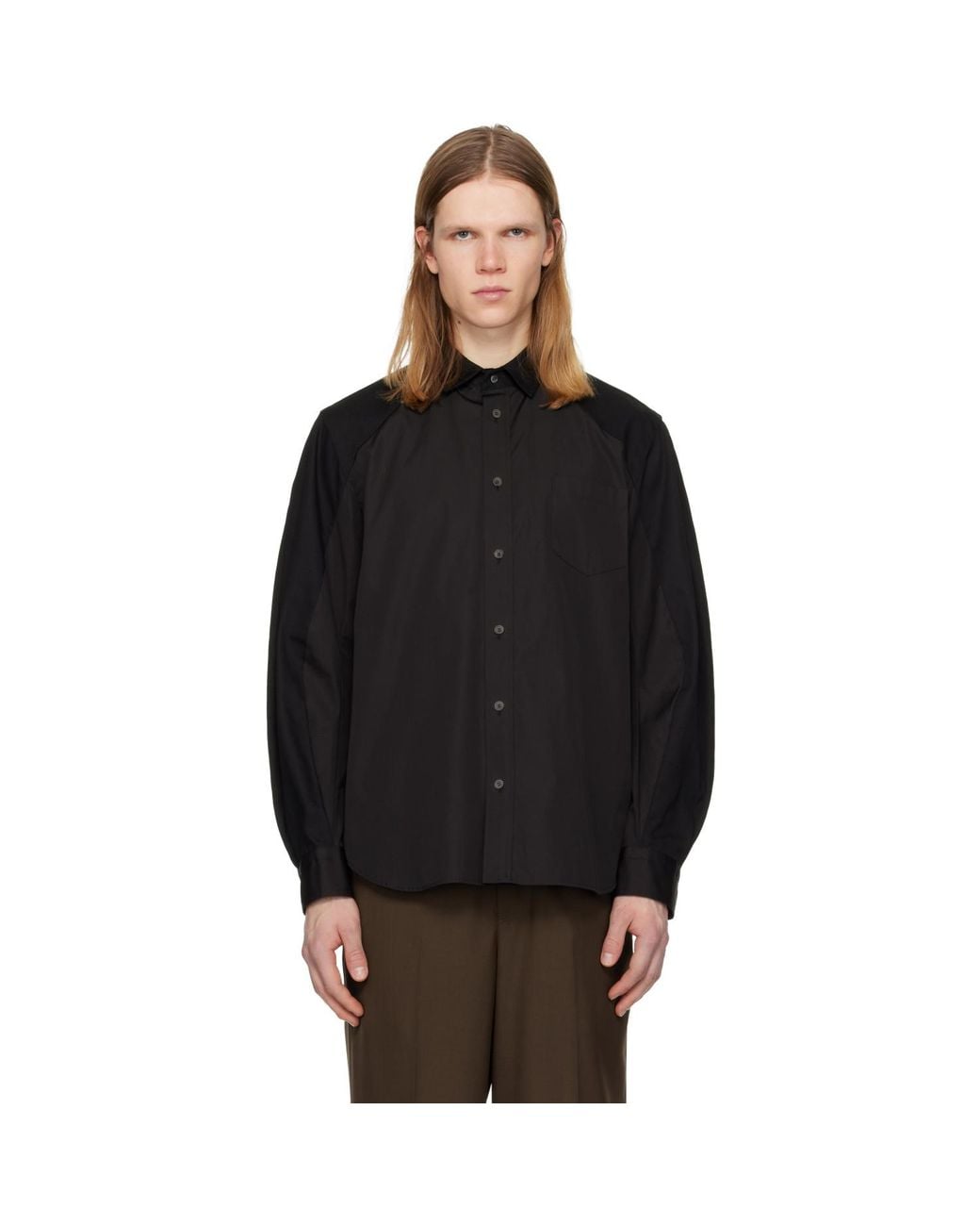 Sacai Black Poplin Shirt for men