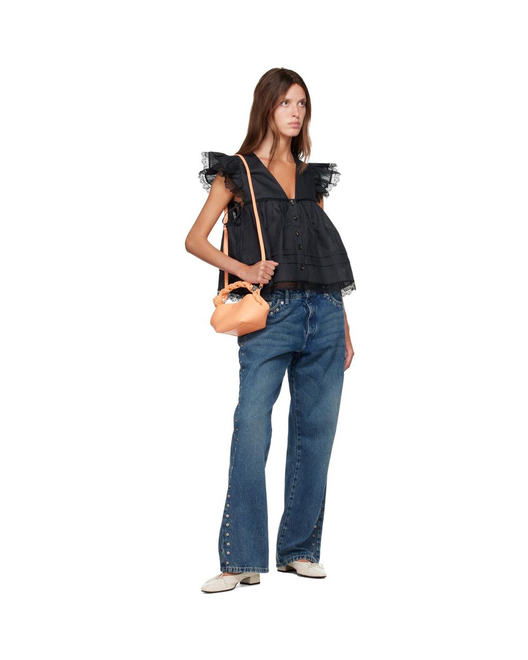 Ganni Black Linen Blouse