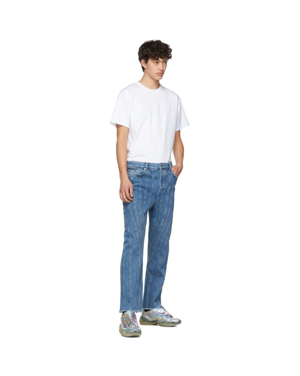 Mugler Denim Blue Low Spiral Jeans for 