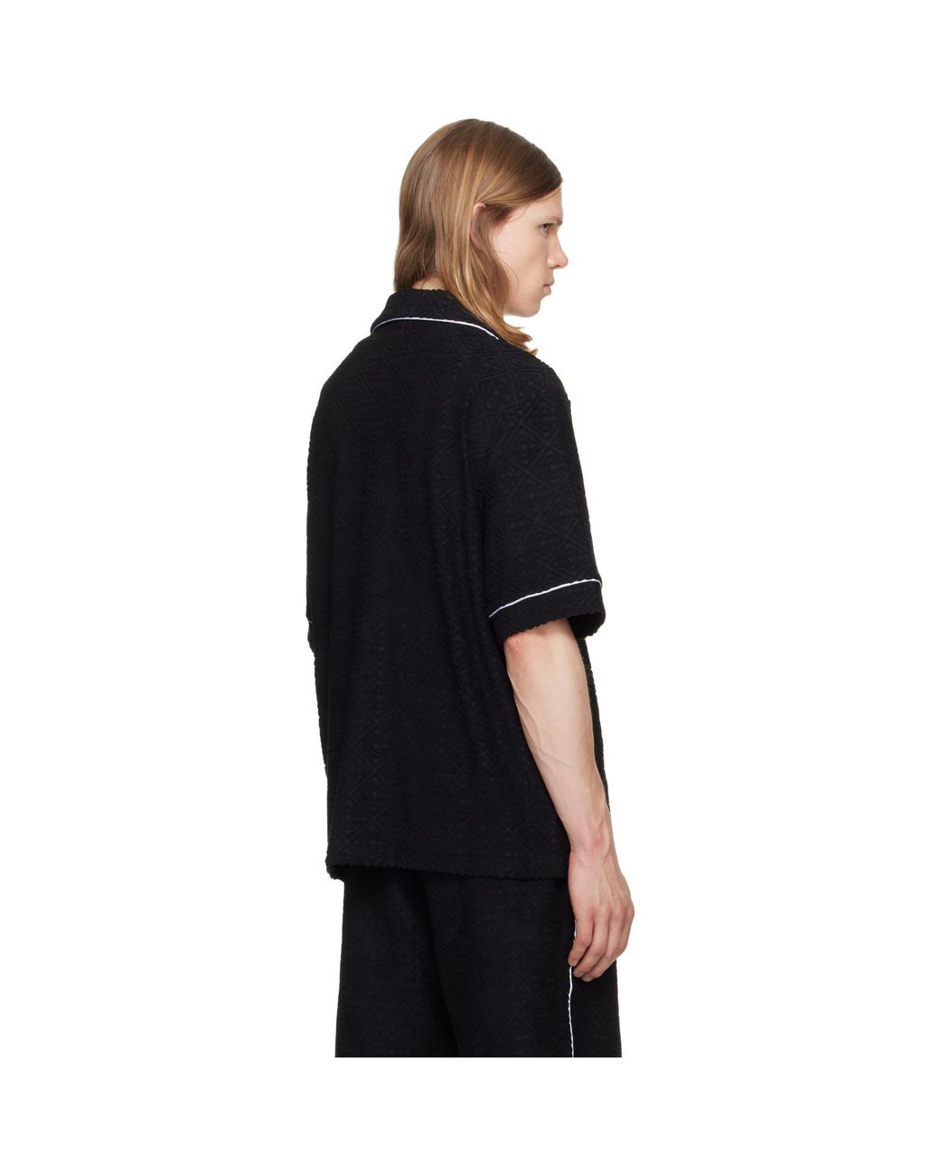 Casablanca Black Towelling Monogram Short Sleeve Shirt for men