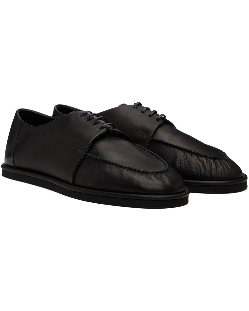 AURALEE Leather Lace-Up Oxfords in Black for Men | Lyst