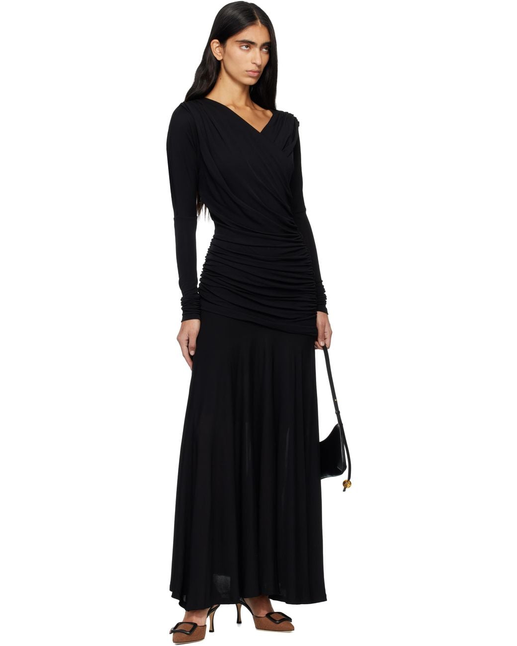 chinese dress ladies V-Neck Maxi Dress in Black main image 1