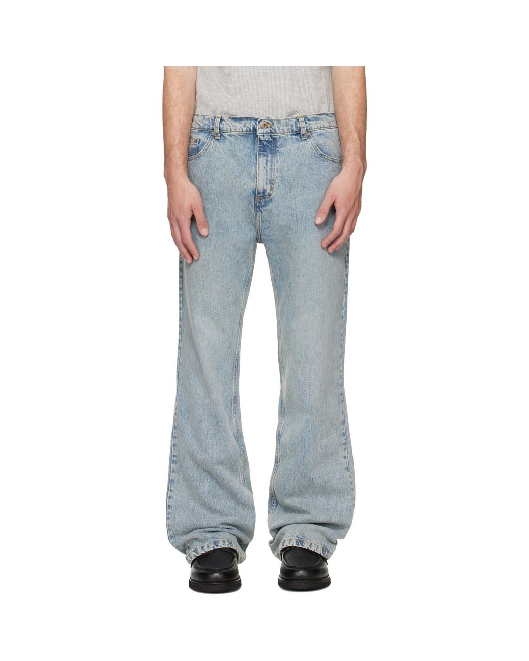 Second/Layer Blue Stone Wash Filmore Slim Boot Cut Jeans for men