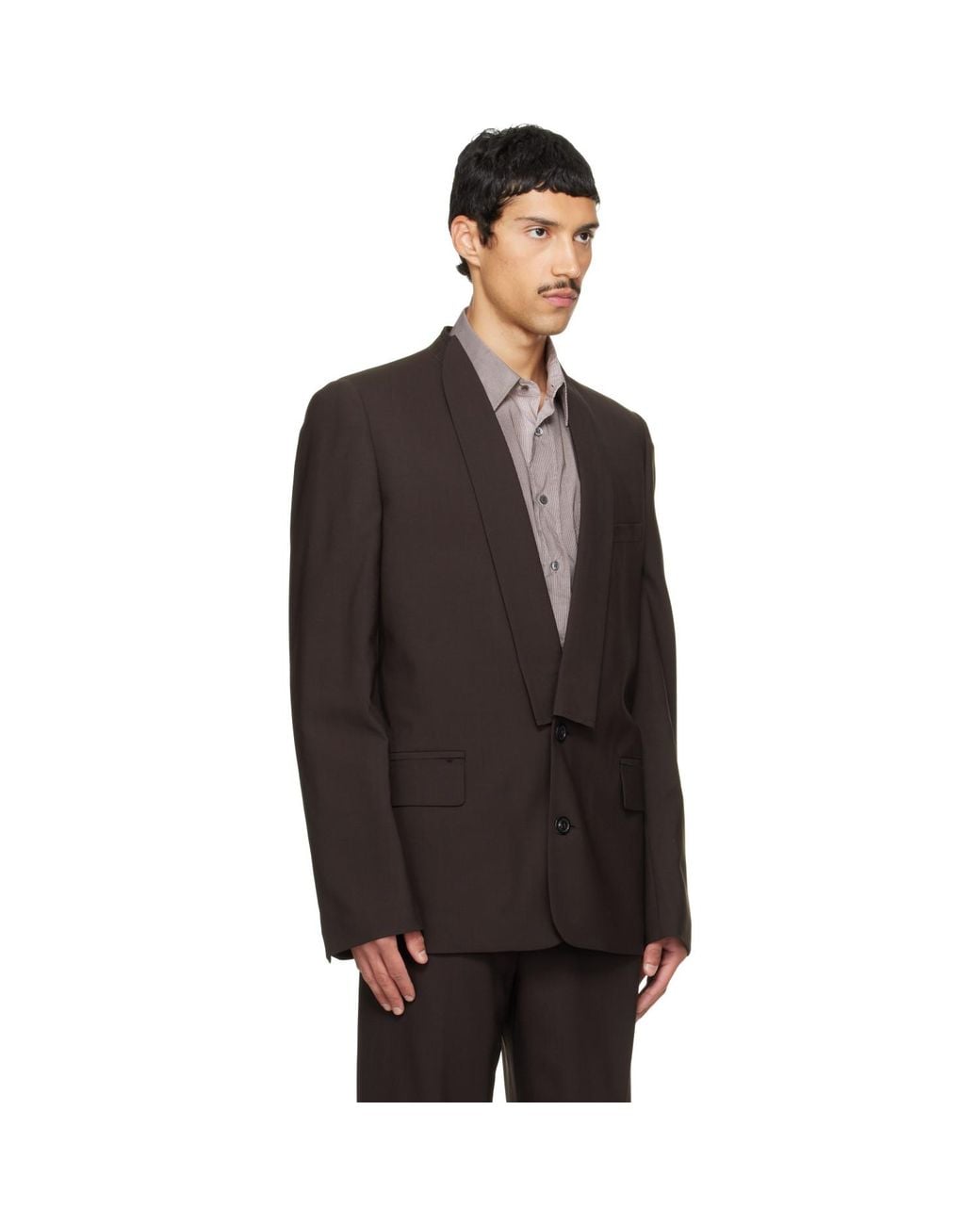 Maison Margiela Black Minimal Collar Wool Blazer for men