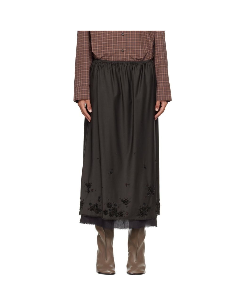 Cordera Black Tailored Embellished Maxi Skirt