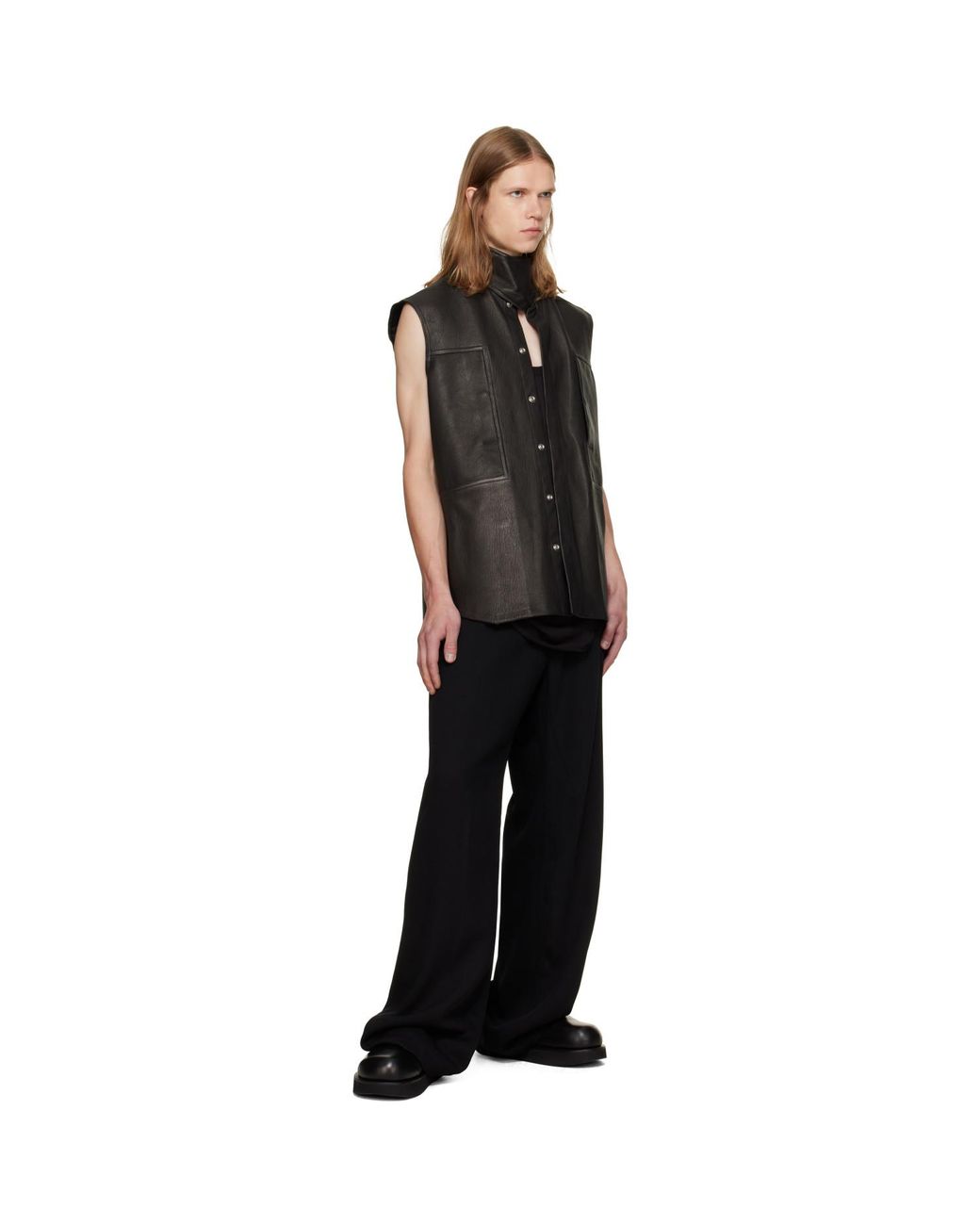 Rick Owens Black Tower Sl Leather Outershirt for men