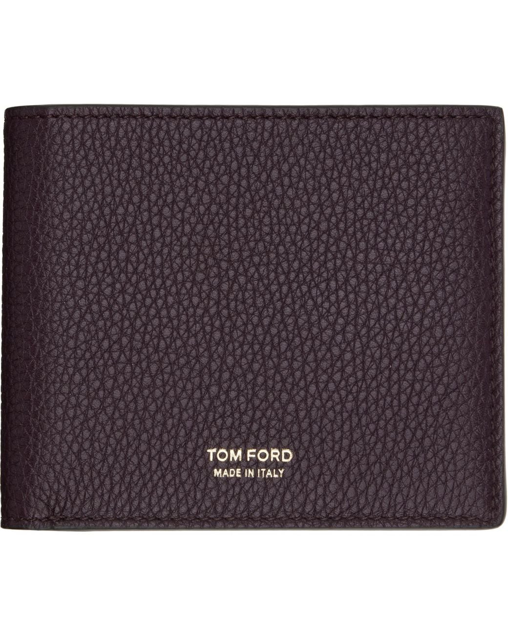 Tom Ford Multicolor Burgundy Grain Leather Classic Bifold Wallet for men