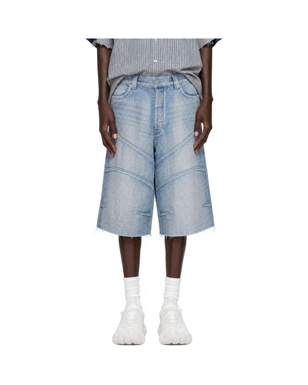 Balenciaga Blue Knee Dart Denim Shorts for men