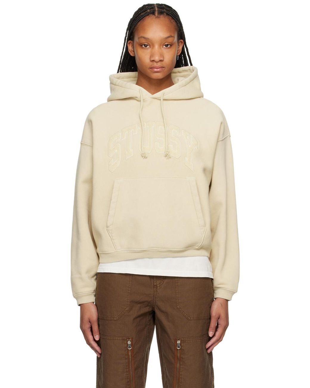 Stussy Applique Hoodie in Natural Lyst UK