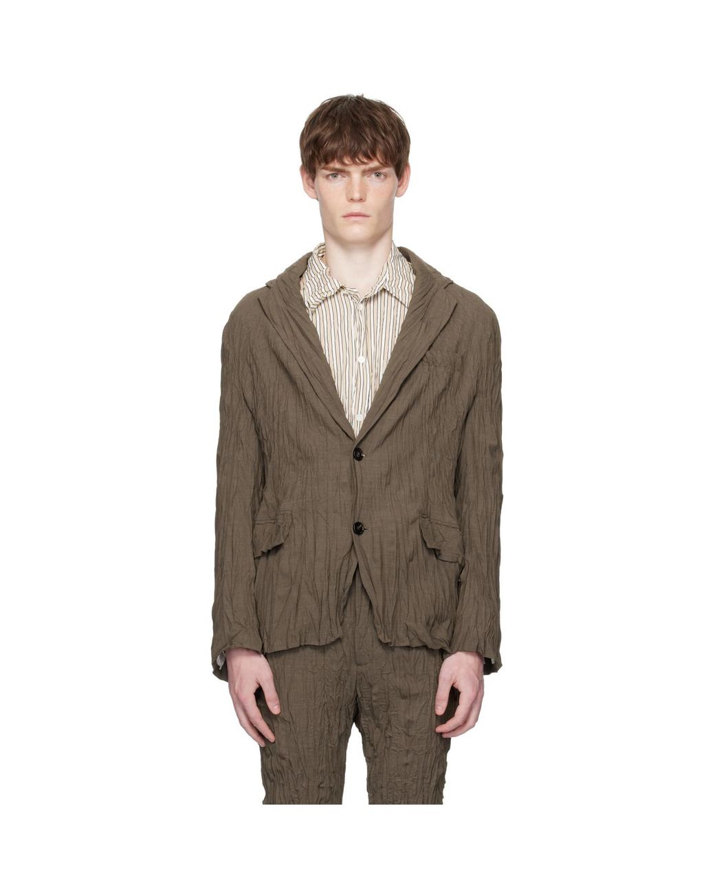 Bottega Veneta Brown Crushed Wool Blazer for men