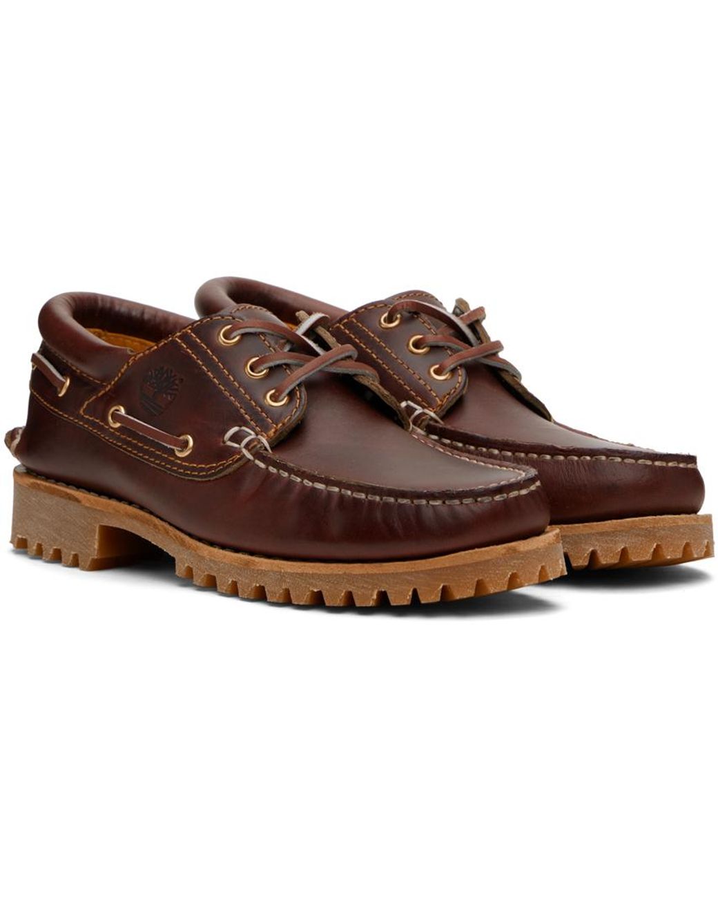Timberland Burgundy 3-eye Lug Handsewn Boat Shoes in Black