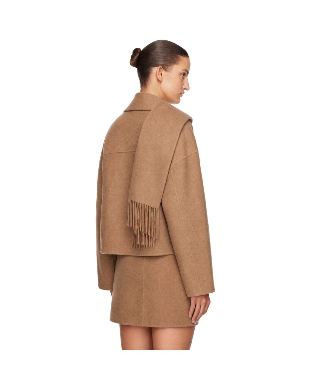 Boss Brown Tan Scarf Wool Jacket