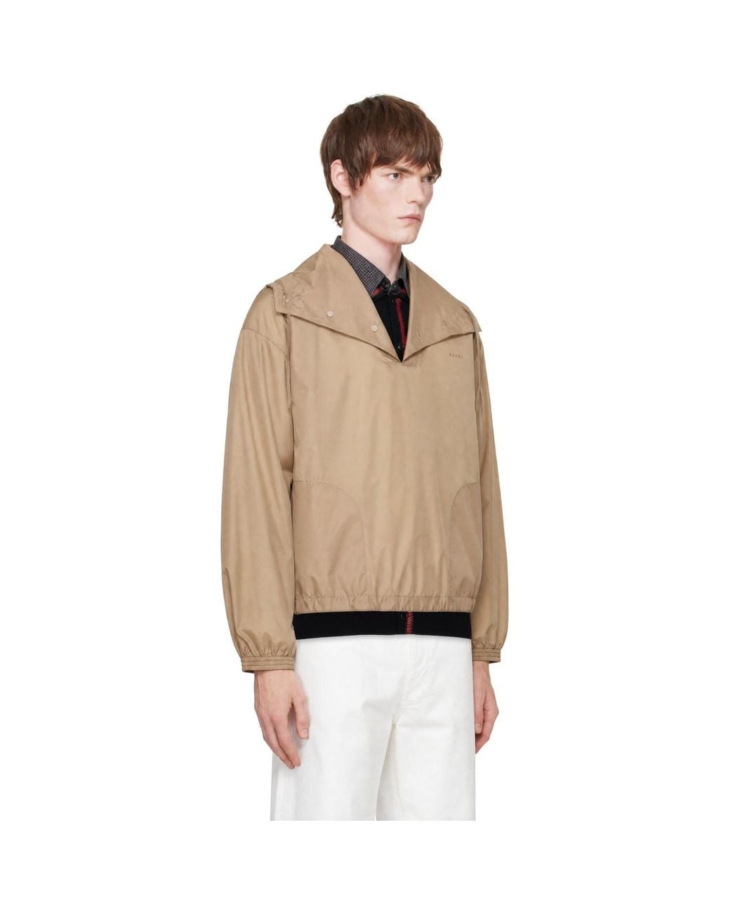 Marni Natural Nylon Funnel Neck Jacket for men