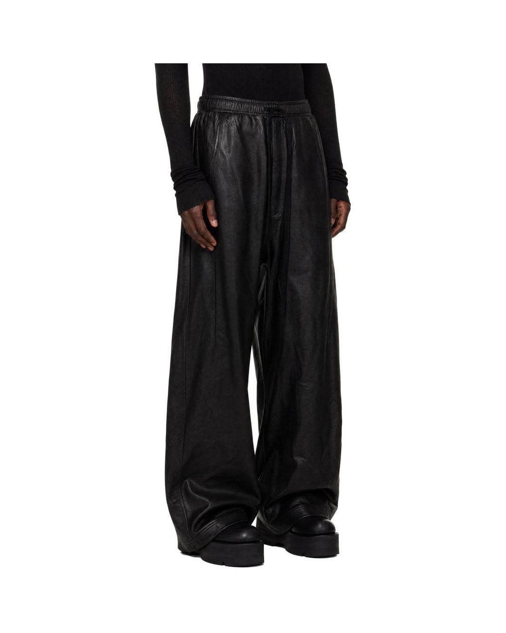 Julius Black Cotton Coated Sweatpants for men