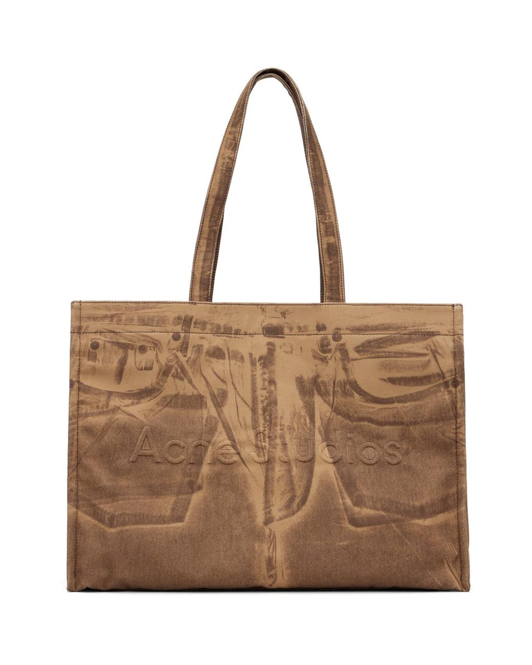 Acne Brown Tan Logo Shopper Tote for men