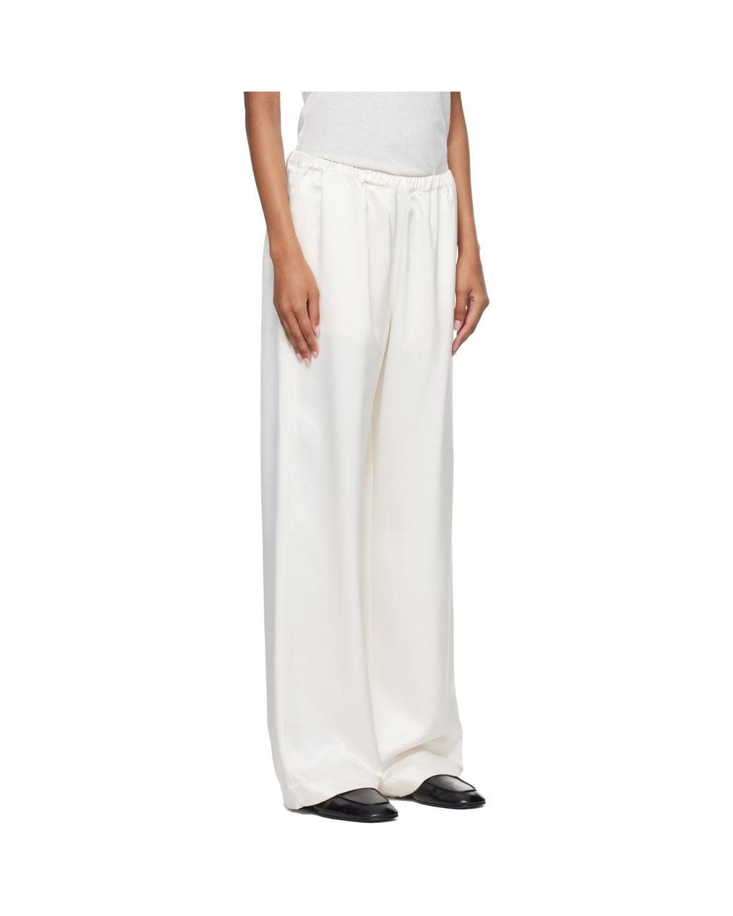 Rohe White Relaxed Fit Satin Trousers
