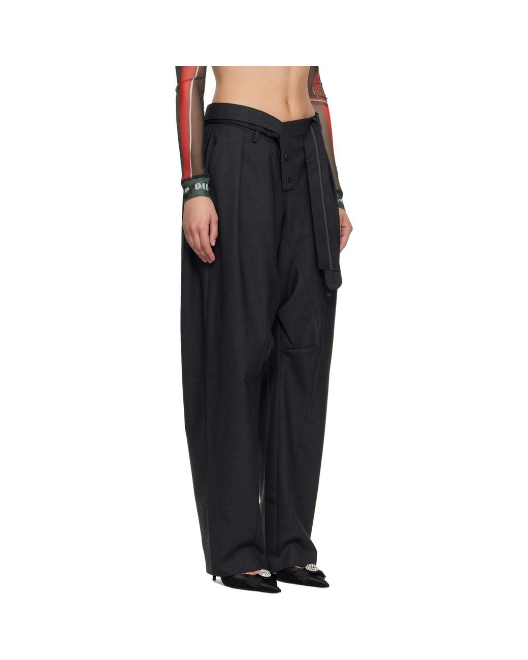 OTTOLINGER Black Strapped Baggy Suit Trousers