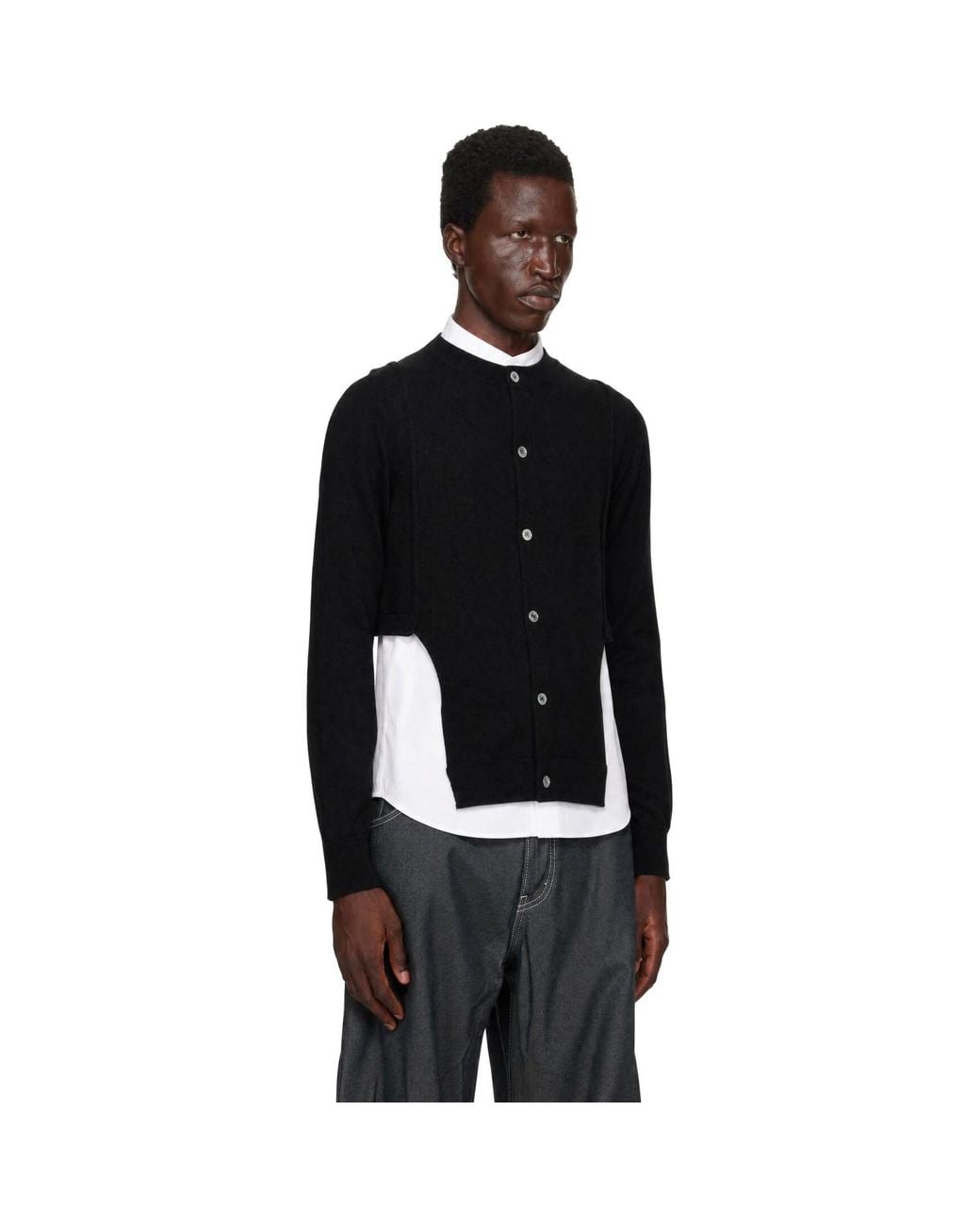 Comme des Garçons Black Wool Cardigan for men
