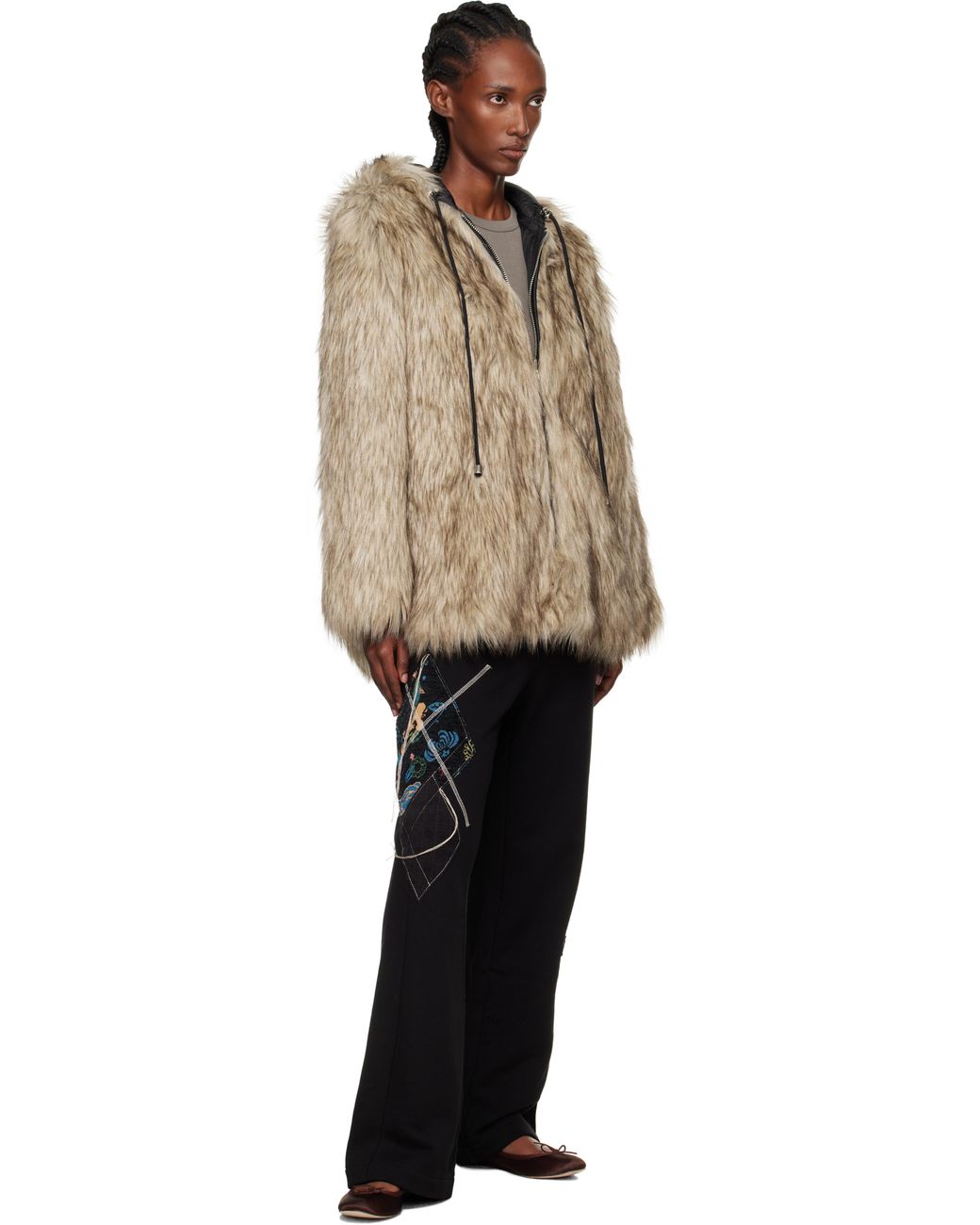 OPEN YY Hood Reversible Faux-Fur Jacket in Natural | Lyst