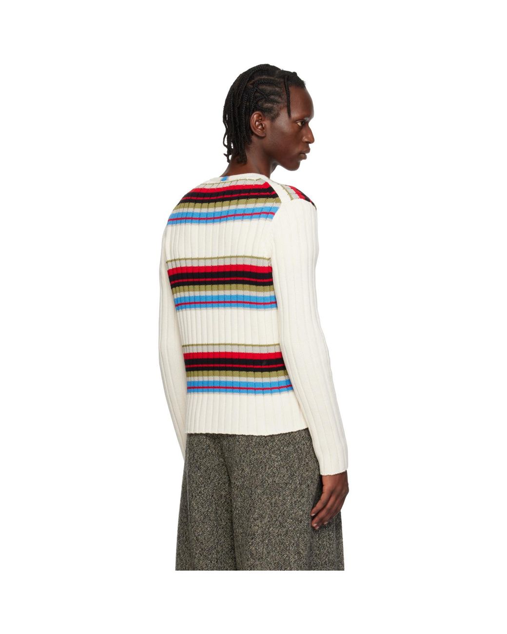Dries Van Noten Black Off- Striped Cardigan for men