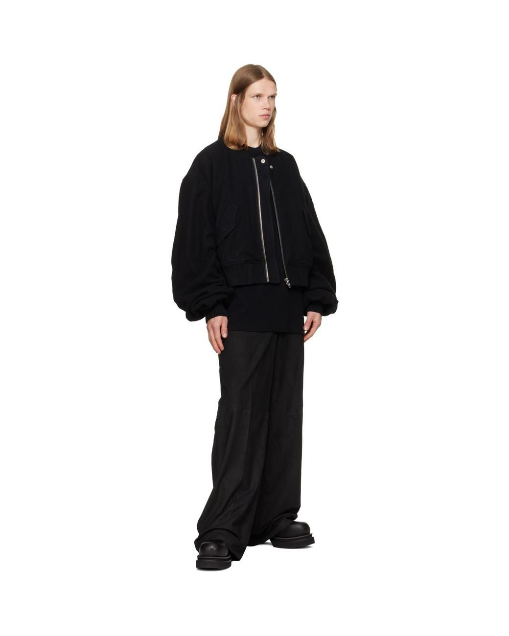 Rick Owens Black Tower Secchia Flight Bomber Jacket for men